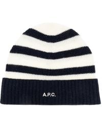 A.P.C. - Striped Ribbed Beanie - Lyst