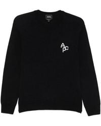A.P.C. - Logo-Embroidered Crew-Neck Sweater - Lyst