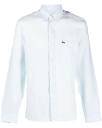 Lacoste - Logo-embroidered Linen Shirt - Lyst
