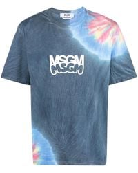 MSGM - Logo-Print Tie-Dye T-Shirt - Lyst