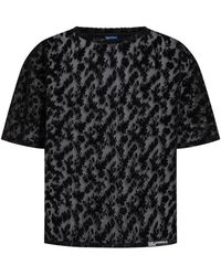 KARL LAGERFELD - Flocked Floral Mesh T-Shirt - Lyst