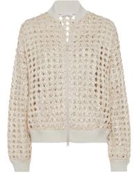 Brunello Cucinelli - Crochet-Knit Zip-Up Jacket - Lyst