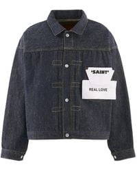 SAINT Mxxxxxx - Pleated Cinch-Strap Denim Jacket - Lyst