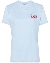 Ganni - T-Shirt aus Bio-Baumwolle mit Logo-Print - Lyst