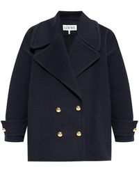 Loewe - Pebble Wool Peacoat - Lyst