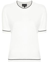 Emporio Armani - Logo-embroidered Knitted Top - Lyst