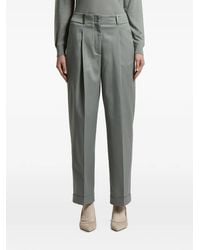 Peserico - Pleated Turn-Up Trousers - Lyst
