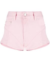 Mugler - Spiral Jeans-Shorts Mit Kontrasteinsatz - Lyst