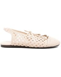Hereu - Woven Lace-Up Ballet Flats - Lyst