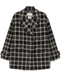 Herno - Check-Pattern Double-Breasted Jacket - Lyst