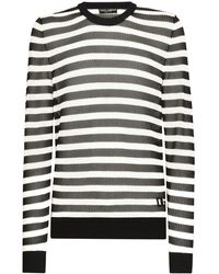 Dolce & Gabbana - Logo-Embroidered Striped Jumper - Lyst