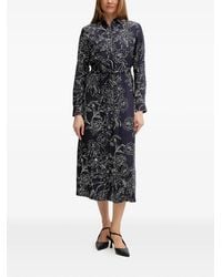 GANT - Floral-Print Belted Midi Dress - Lyst