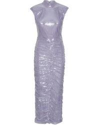 ROTATE BIRGER CHRISTENSEN - Midi-Jurk Met Pailletten En Hoge Hals - Lyst