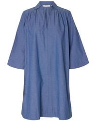 SELECTED - Organic-Cotton V-Neck Dress - Lyst