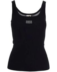 Elisabetta Franchi - Logo-Embroidered Ribbed Tank Top - Lyst