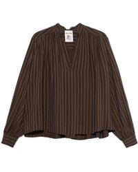 Semicouture - Gerafftes Oberteil mit Nadelstreifen - Lyst