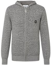 Philipp Plein - Wool Cashmere Zip Hoodie Cocco - Lyst