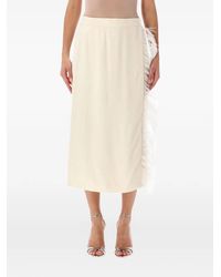Alberta Ferretti - Jupe Portefeuille Mi-Longue Ornée De Plumes - Lyst
