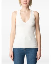 Elisabetta Franchi - Ribbed V-Neck Top - Lyst