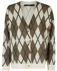 Seventy - Argyle-Intarsia V-Neck Cardigan - Lyst