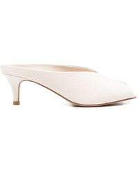 Twinset - Peep-Toe Leather Heeled Mules - Lyst