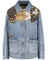 Valentino Garavani - Floral-Patches Denim Jacket - Lyst