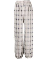 Emporio Armani - Abstract-check Print Trousers - Lyst