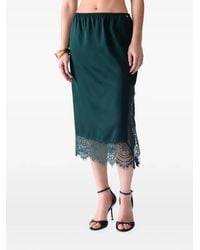 Liu Jo - Satin Midi Skirt With Valenciennes Lace - Lyst