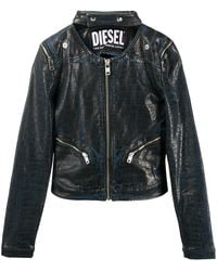 DIESEL - Croc Effect Biker Jacket - Lyst