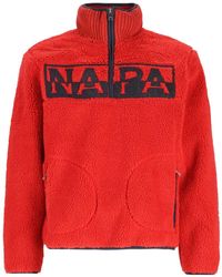 Napapijri - Logo-Patch Fleece Sweater - Lyst