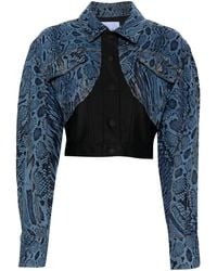 Mugler - Snake-Print Panelled Denim Jacket - Lyst