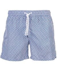 Fedeli - Short De Bain À Imprimé Géométrique - Lyst