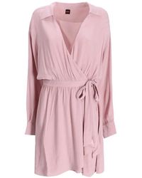 BOSS - V-Neck Tie Dress - Lyst