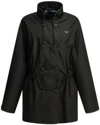 Prada - Cappotto Doppiopetto Con Coulisse - Lyst