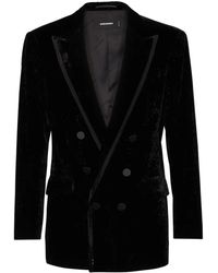 DSquared² - Velvet Double-Breasted Blazer - Lyst