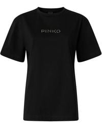Pinko - Limousine Strass Cotton T-Shirt - Lyst