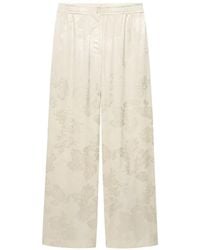 Shanghai Tang - Floral-Jacquard Flared Trousers - Lyst