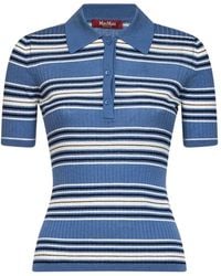 Max Mara - Striped Ribbed-Knit Polo Shirt - Lyst