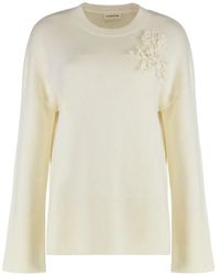 P.A.R.O.S.H. - Floral-Appliqué Bell-Sleeve Sweater - Lyst