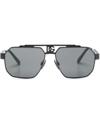Dolce & Gabbana - Logo-plaque Pilot-frame Sunglasses - Lyst