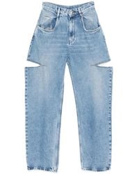 MM6 by Maison Margiela - Cut-Out Wide-Leg Jeans - Lyst