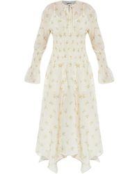 ganni white floral mesh wrap dress Ganni Tilden Mesh Dress - Bright White