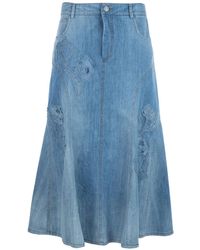 Ermanno Scervino - Flared Denim Midi Skirt - Lyst