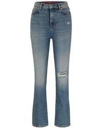 HUGO - Logo-patch Cotton Tapered Jeans - Lyst