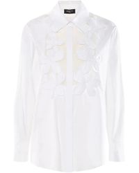 Nenette - Felicità Floral-Appliqué Pointed-Collar Shirt - Lyst