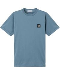 Stone Island - Slim-Fit Jersey Katoenen T-Shirt Met Compass-Patch - Lyst
