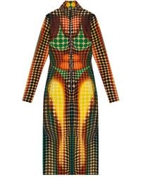 Jean Paul Gaultier - Midi-Jurk Met Hoge Hals En Rits - Lyst