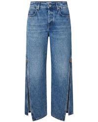 Loewe - Side-Slit Wide-Leg Denim Jeans - Lyst
