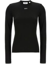 Off-White c/o Virgil Abloh - Logo-Print Crew-Neck Sweater - Lyst