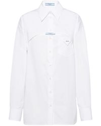 Prada - Cut-out Detail Poplin Shirt - Lyst
